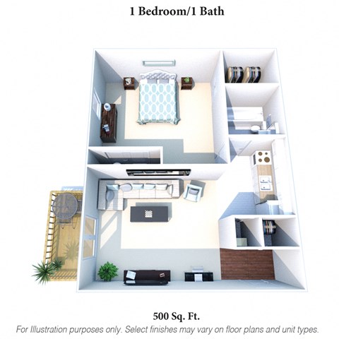 One Bedroom Floor Plan at Crown Crossing Apartments, Ohio, 45102